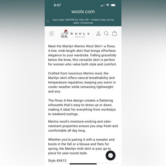 Wool X Elegant Teal Marilyn Women's Knit Skirt - Picture 10 of 11